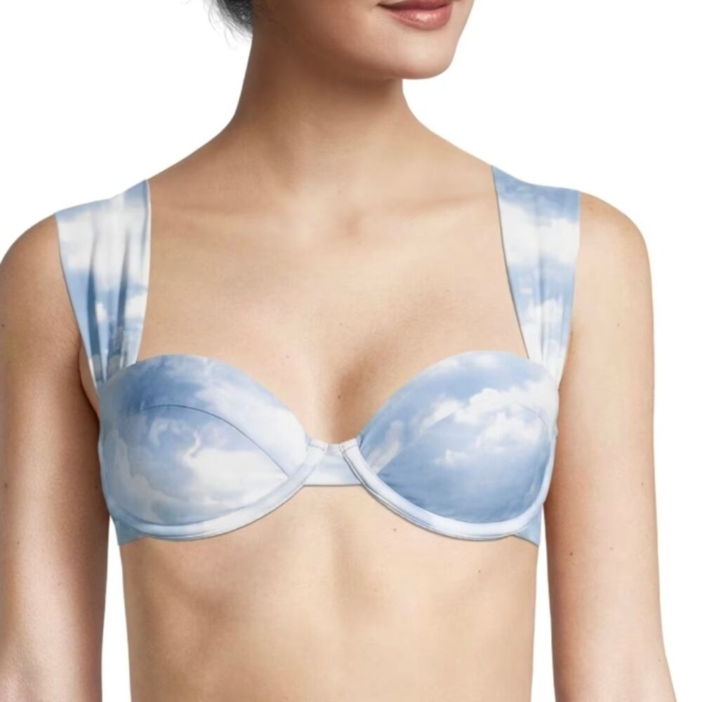 NEW WeWoreWhat Claudia Underwire Bikini Blue Cloud Swim Top Large